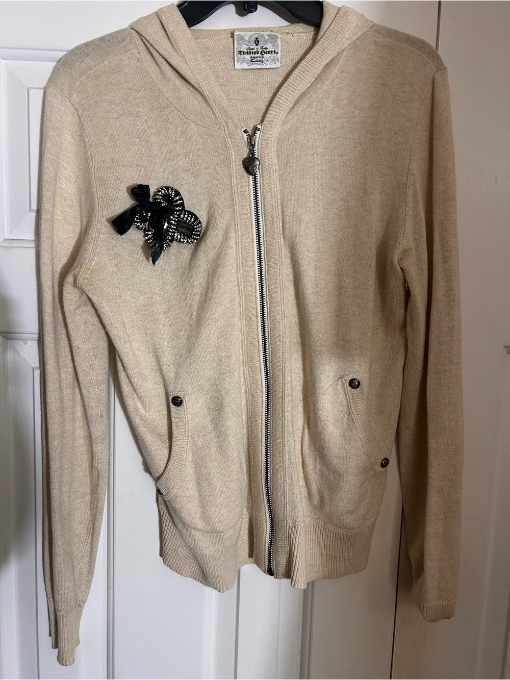 Twisted Hearts rhinestone zip up sweater hoodie